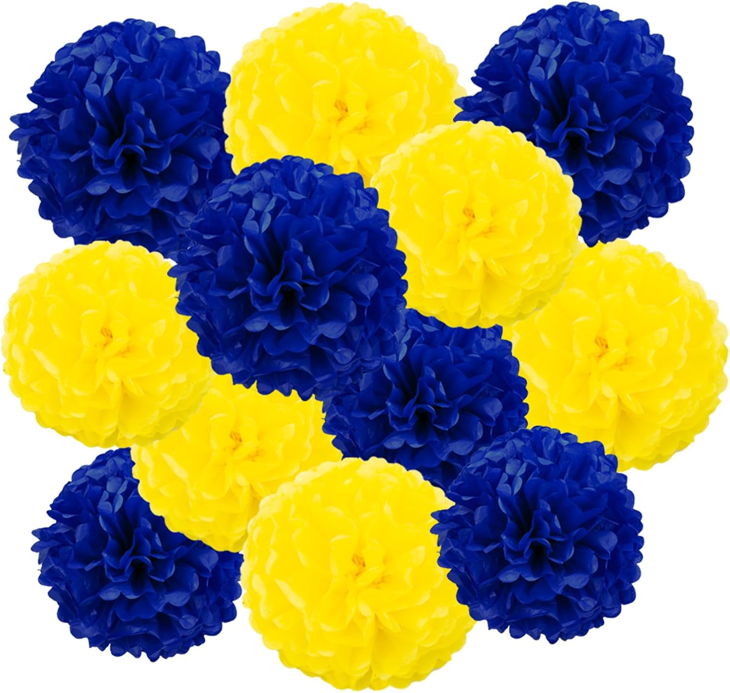 Yellow and Blue Tissue Pom Poms Paper Kit DIY Decor