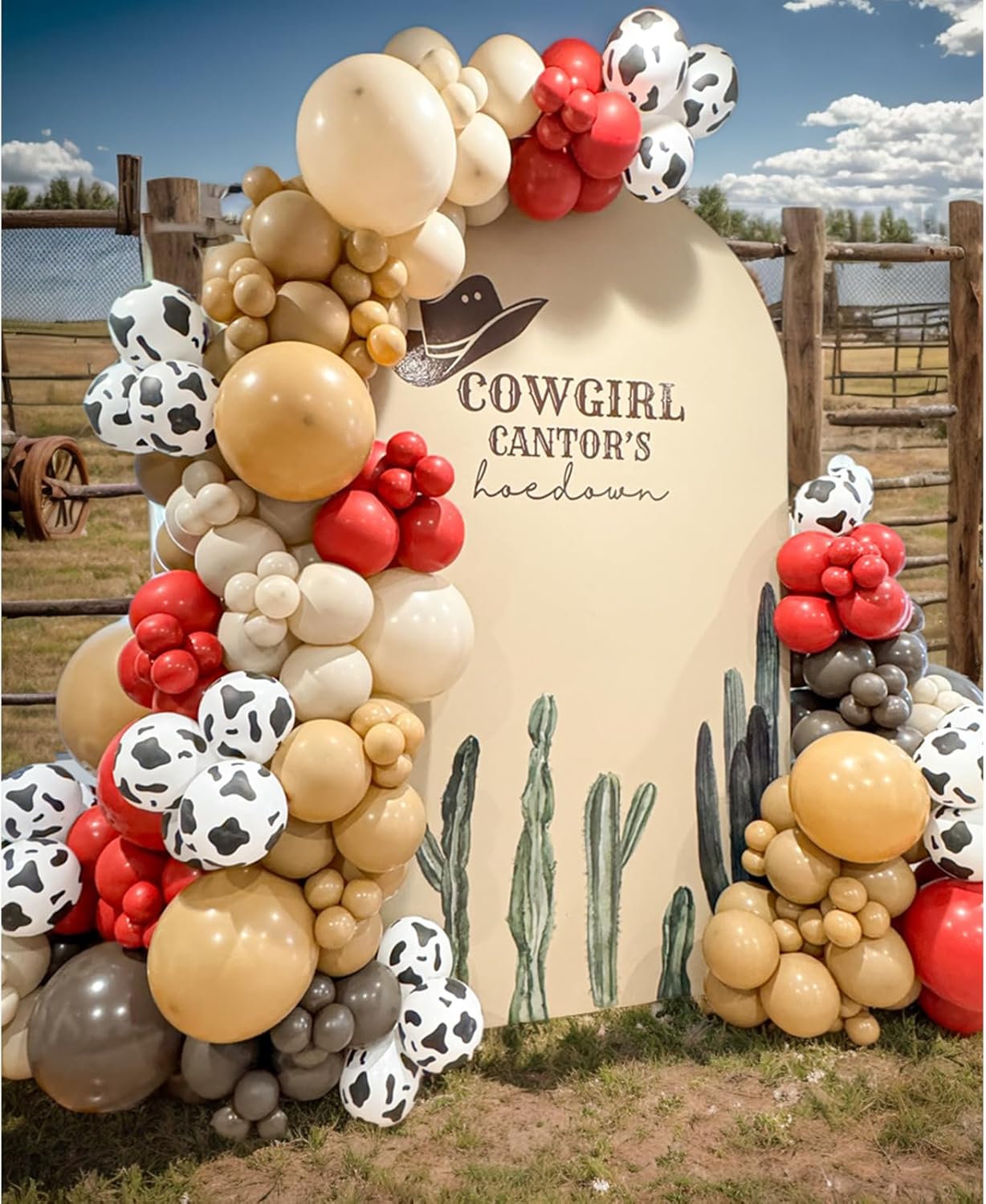153 Pcs Red Brown Cow Balloon Arch Garland Kit