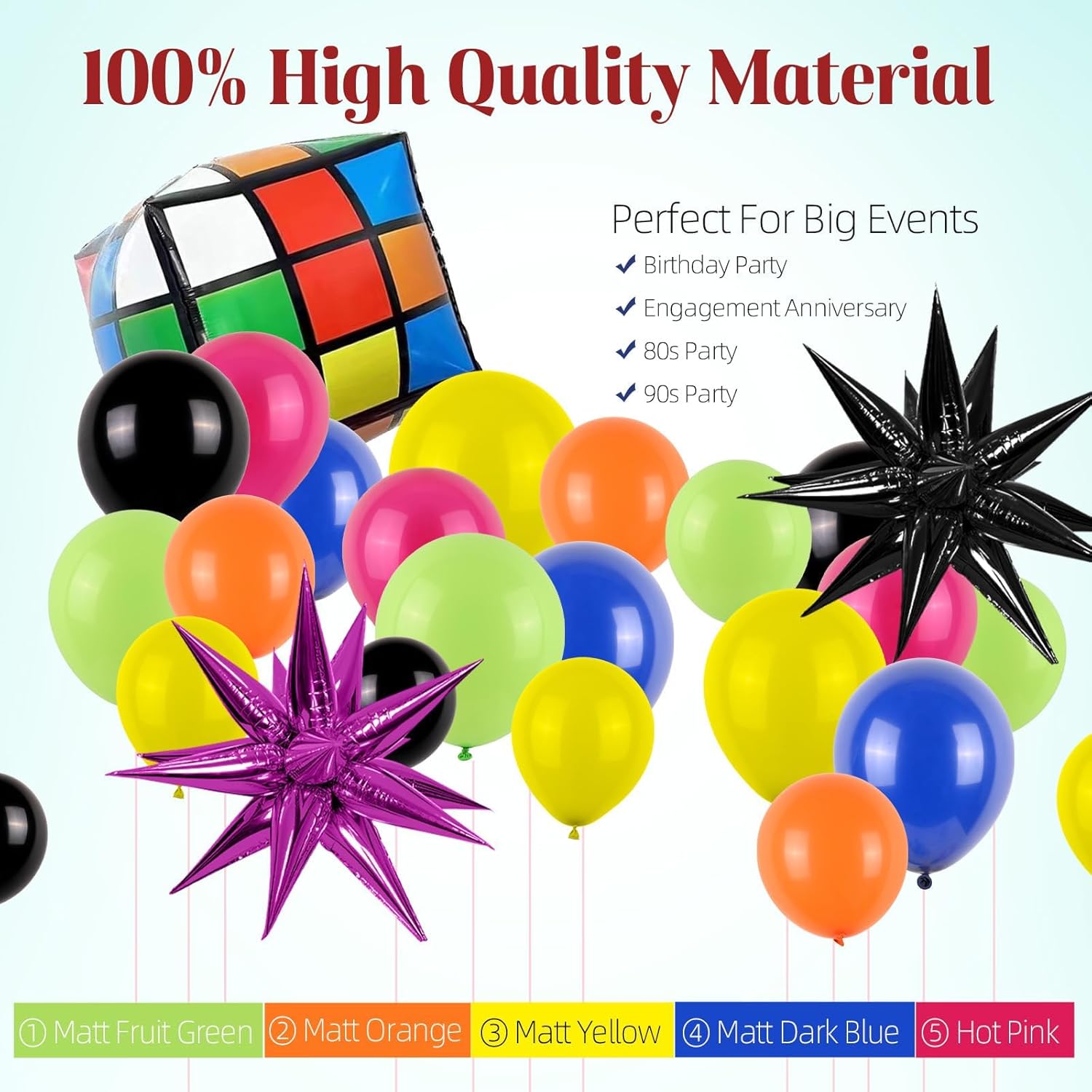 90s 80s Retro Balloon Arch Kit with 4D Dice Balloons