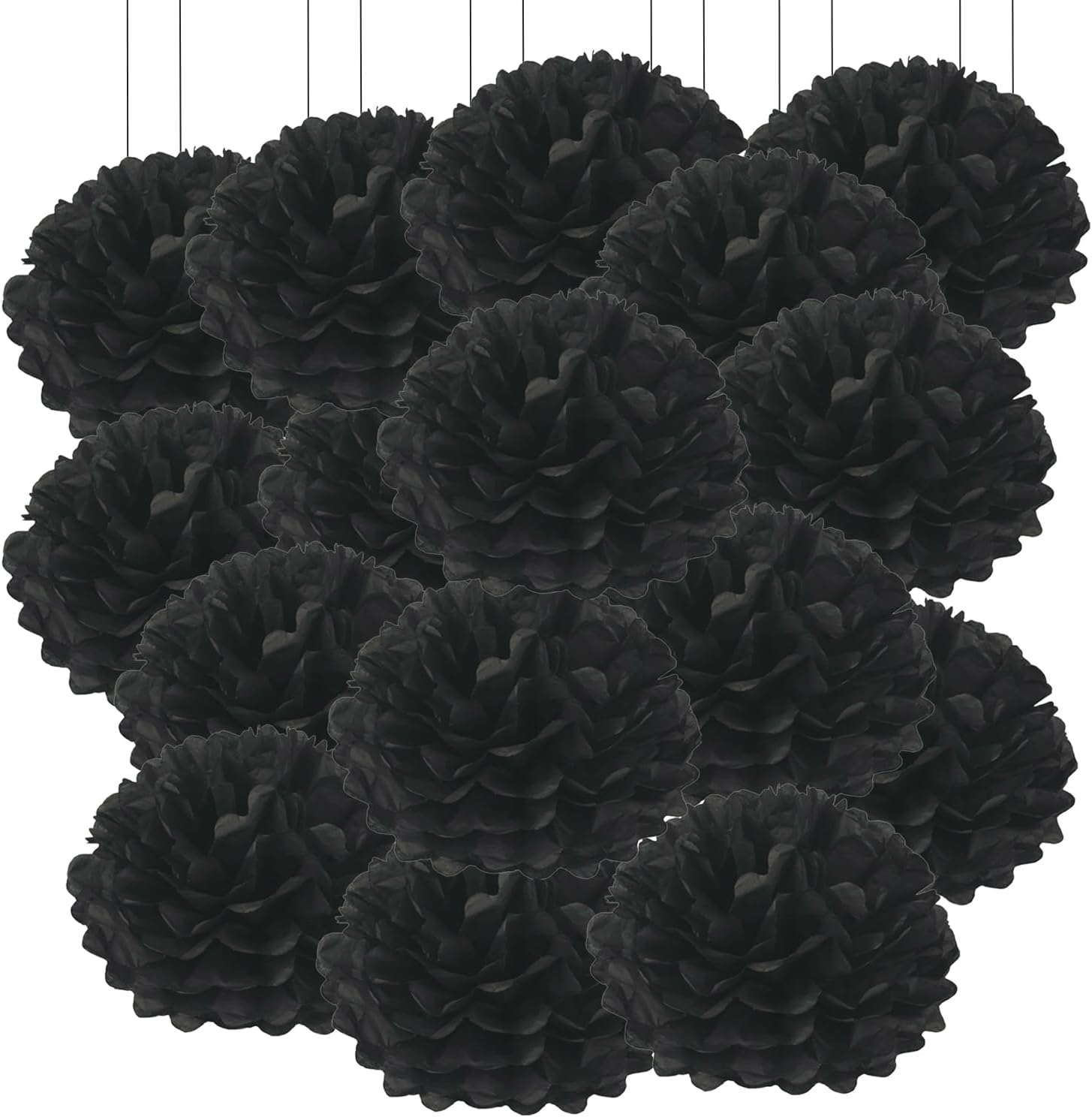 Qimoo 20pcs Black Paper Pom Poms Decorations