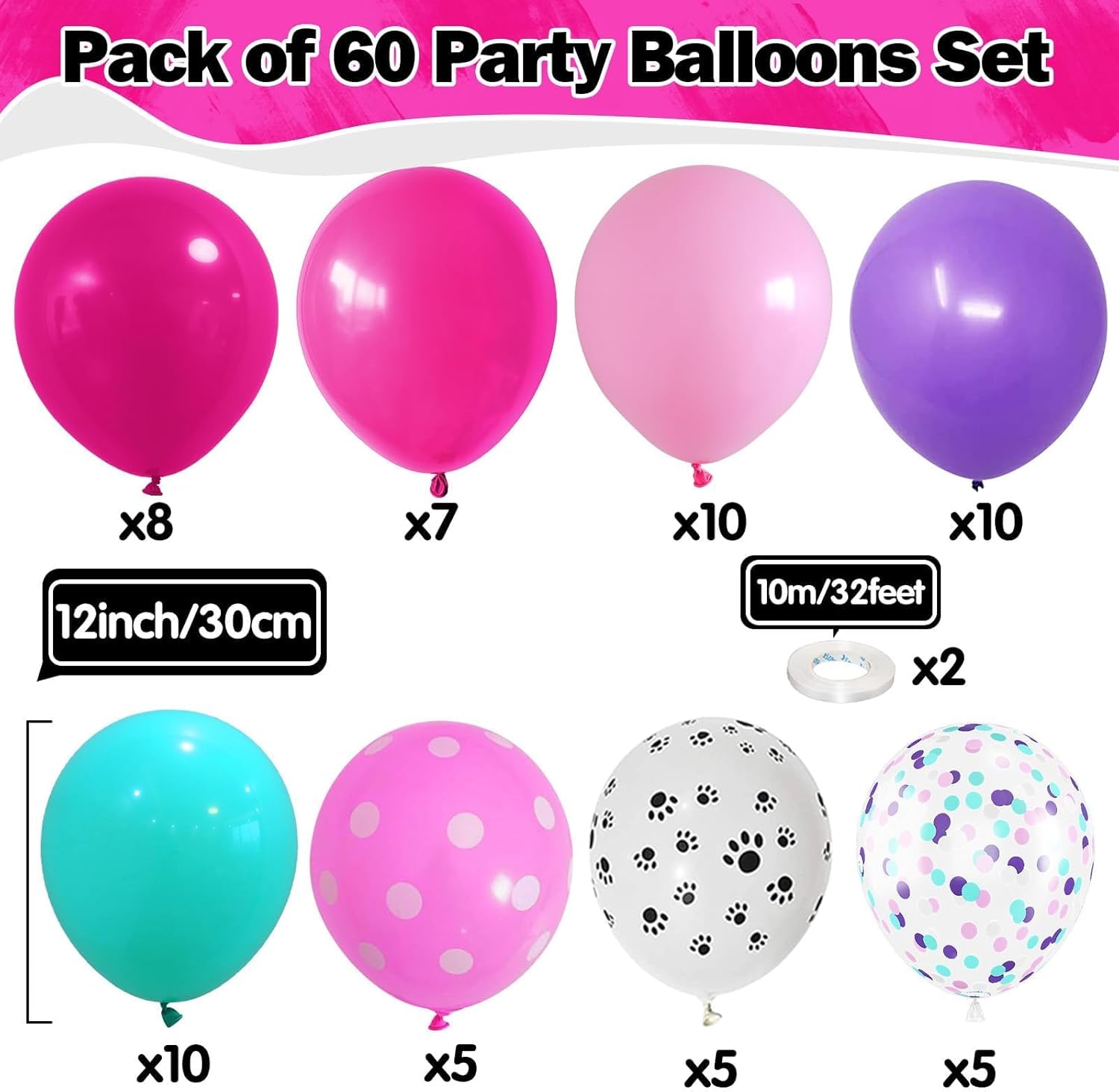 HILAVO Dog Paw Balloons Set of 60 12 Inch
