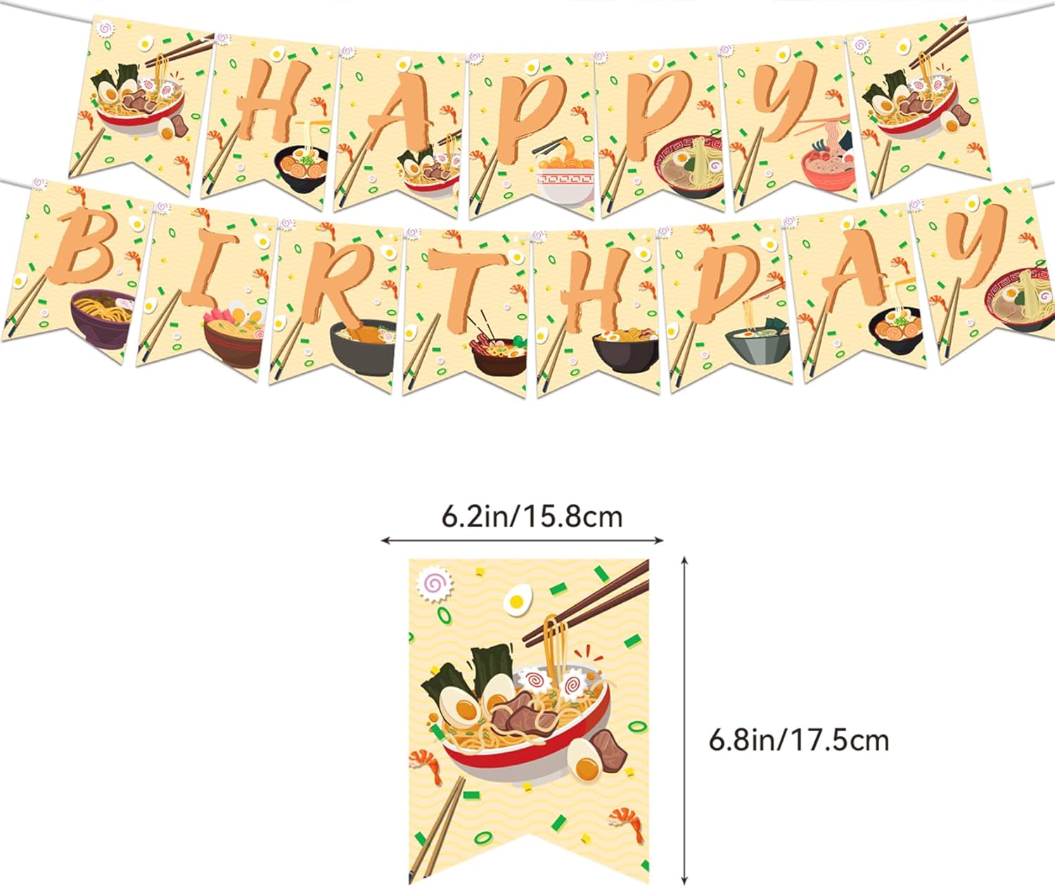 Ramen Birthday Decorations with Balloons and Toppers