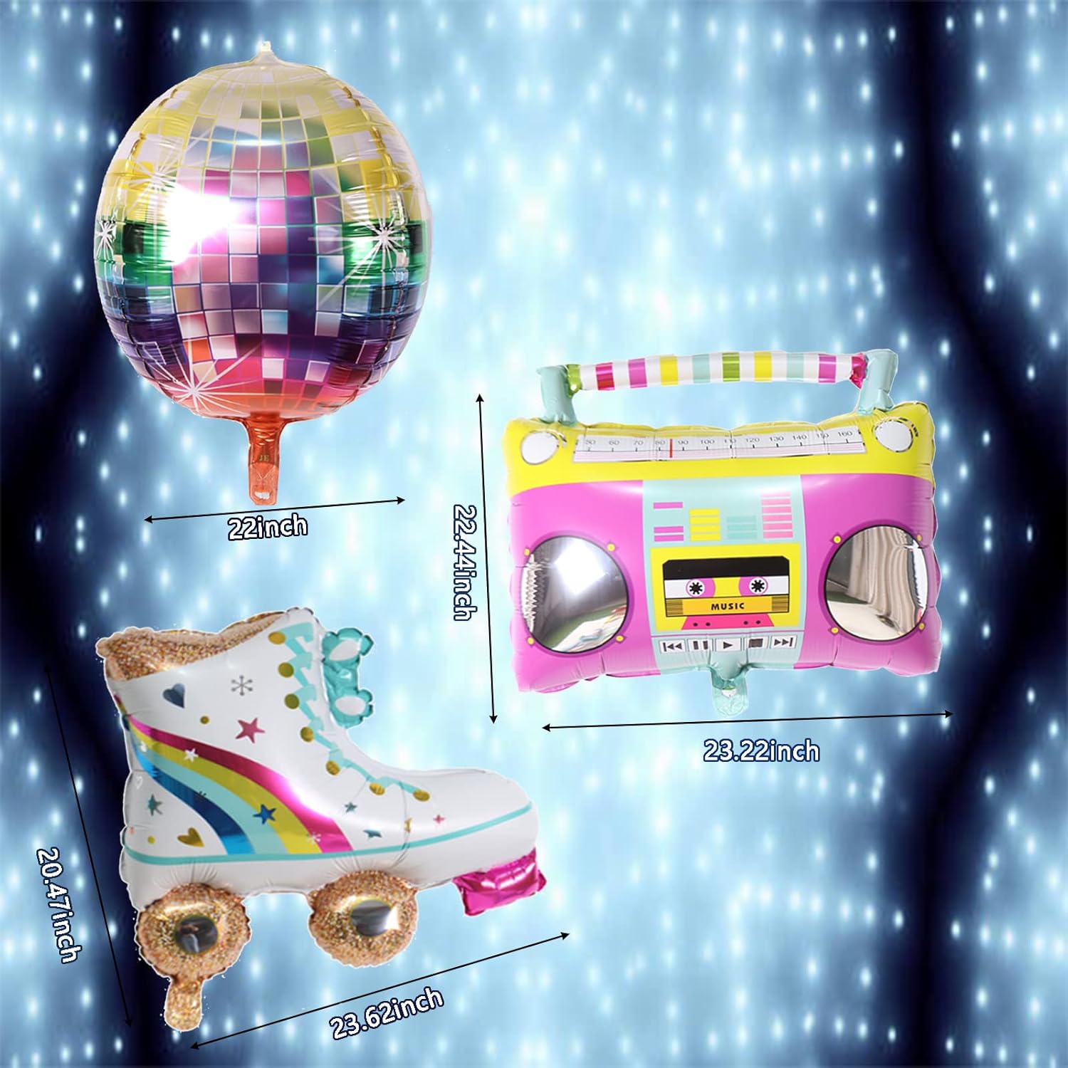 10 PCS Rainbow Foil Balloons 22 Inch Retro Party Decor