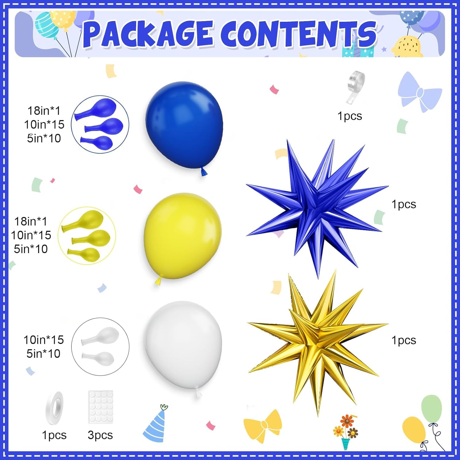 Blue Yellow Balloon Arch Kit for Parties