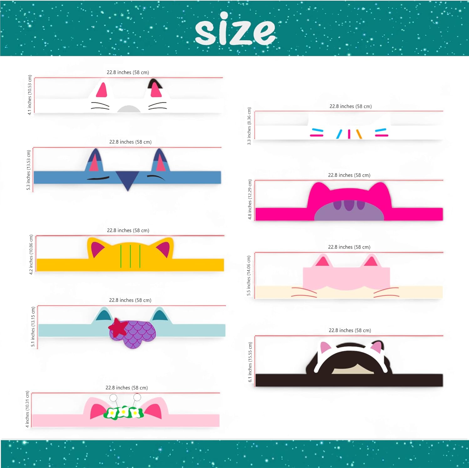 18 Cat Dollhouse Friends Paper Crown Headbands