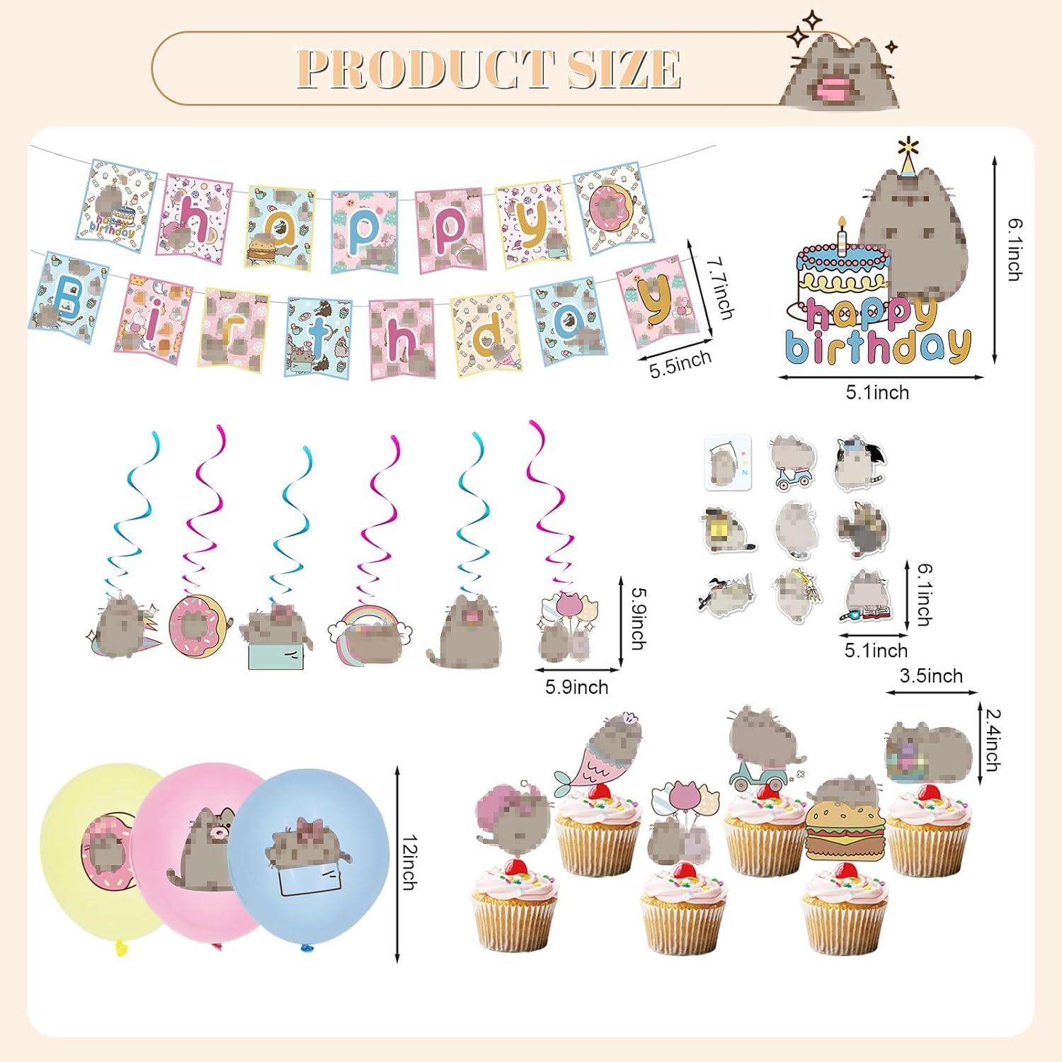 106 Pcs Cat Birthday Decorations Party Supplies