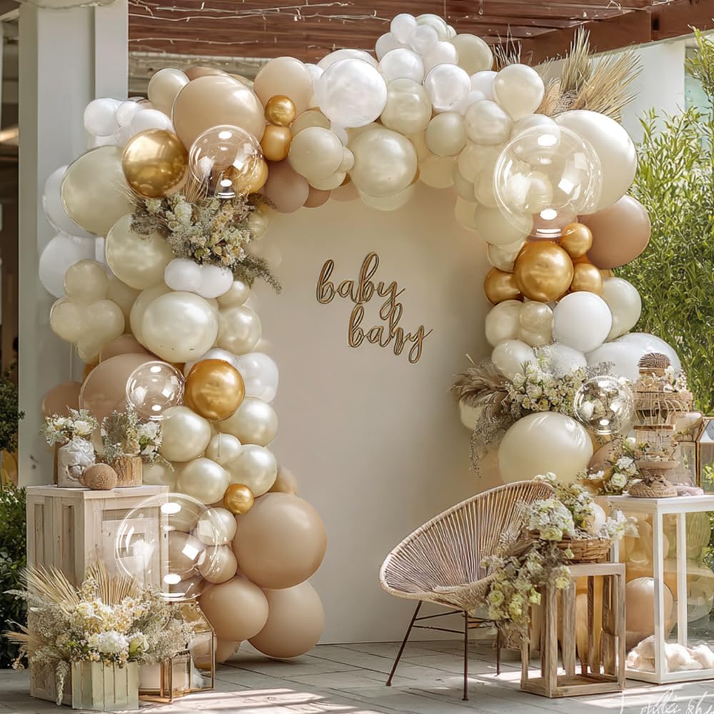 White Sand Gold Balloon Arch Kit for Events