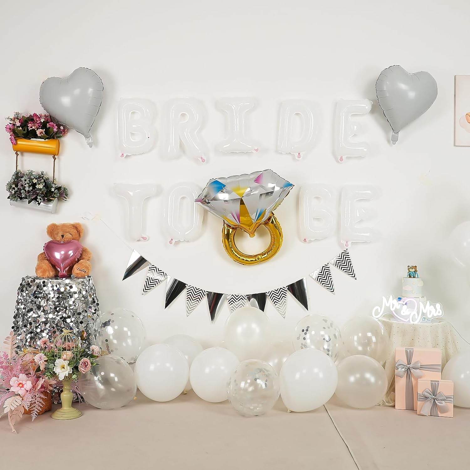 White Bachelorette Party Balloons Decorations Set
