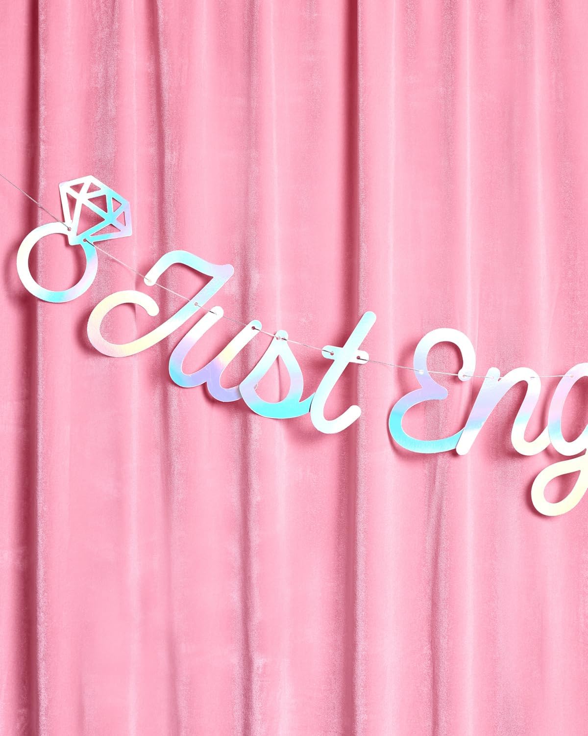 Xo Fetti Just Engaged Iridescent Foil Banner 5 Ft