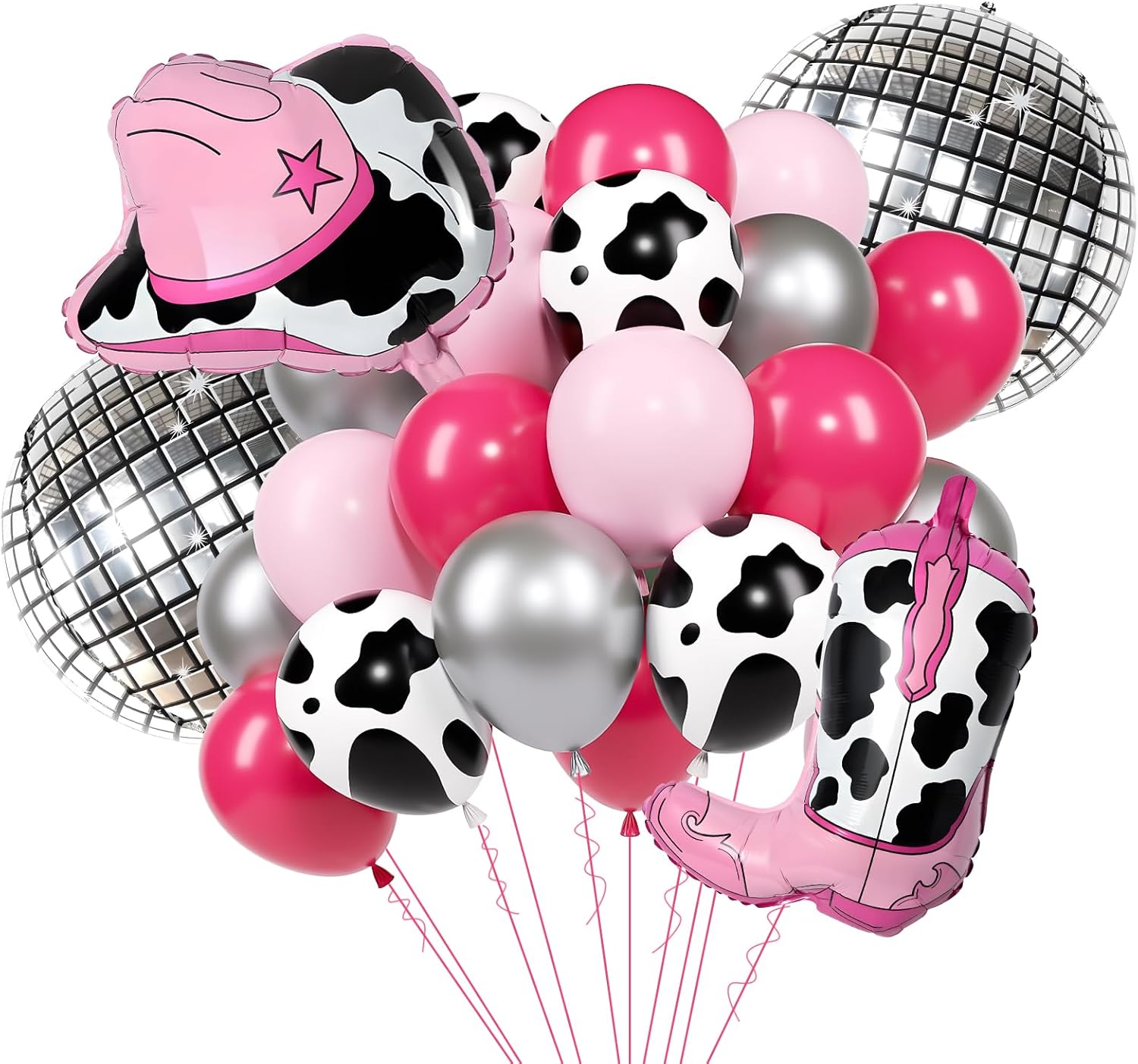 YQUQWN Disco Cowgirl Party Decorations 24PCS Hot Pink Balloons