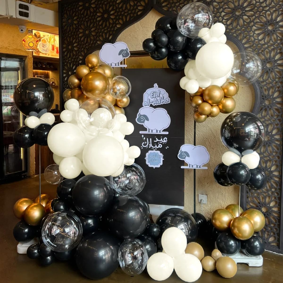 MOXMAY White Sand Black Balloons Arch Kit 151Pcs