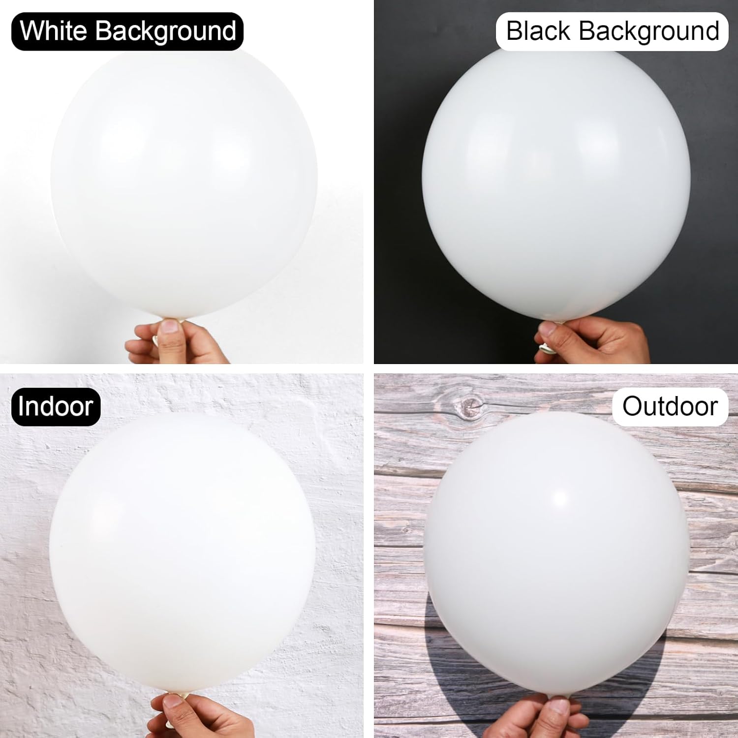 150 Piece White Balloon Set with Different Sizes