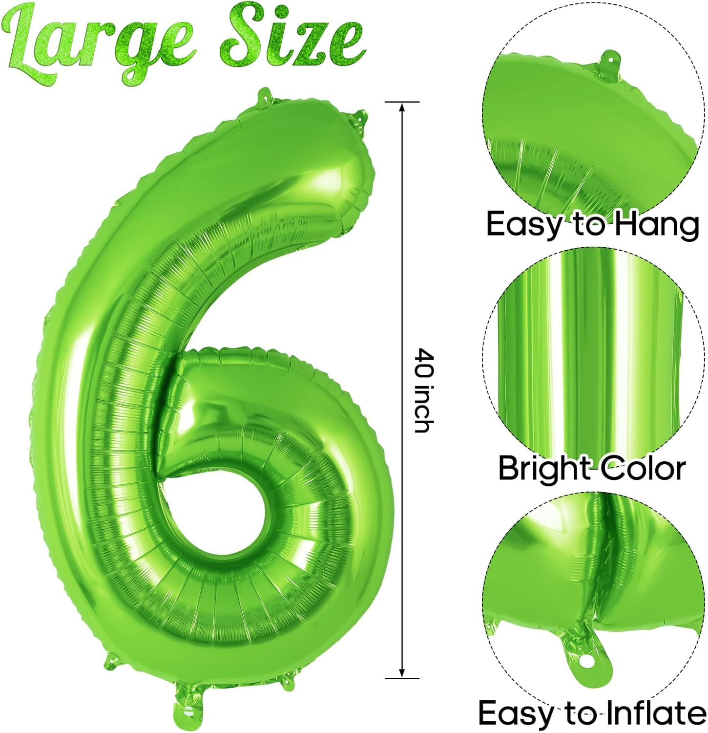 Green Number 6 Balloon 40 Inch Jumbo Birthday Decoration