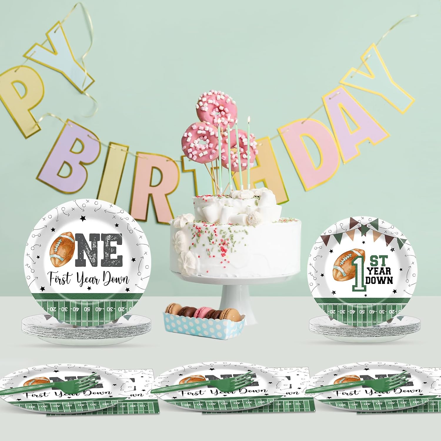 200PCS Football 1st Birthday Tableware Set for Kids