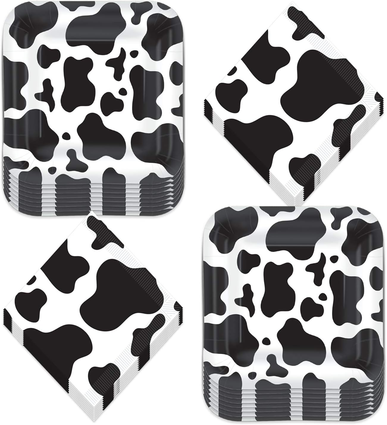 Cow Print Party Supplies - 16 Piece Set
