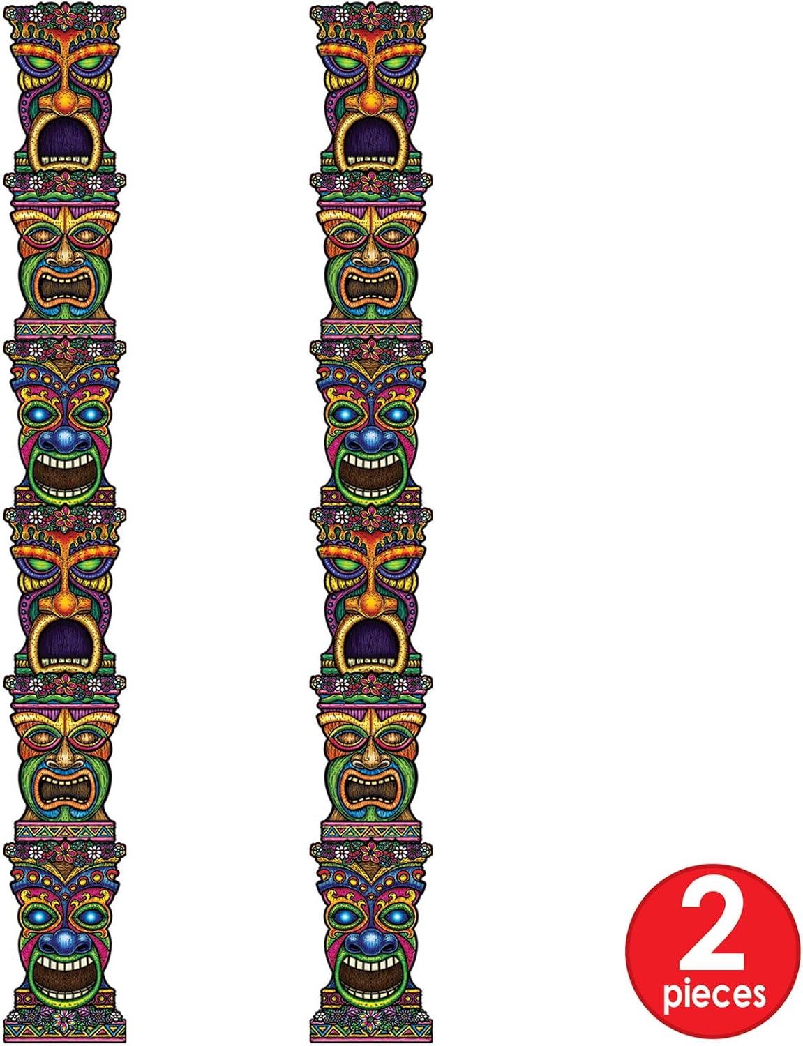 Beistle Tiki Totem Pole Party Decor Set of 2