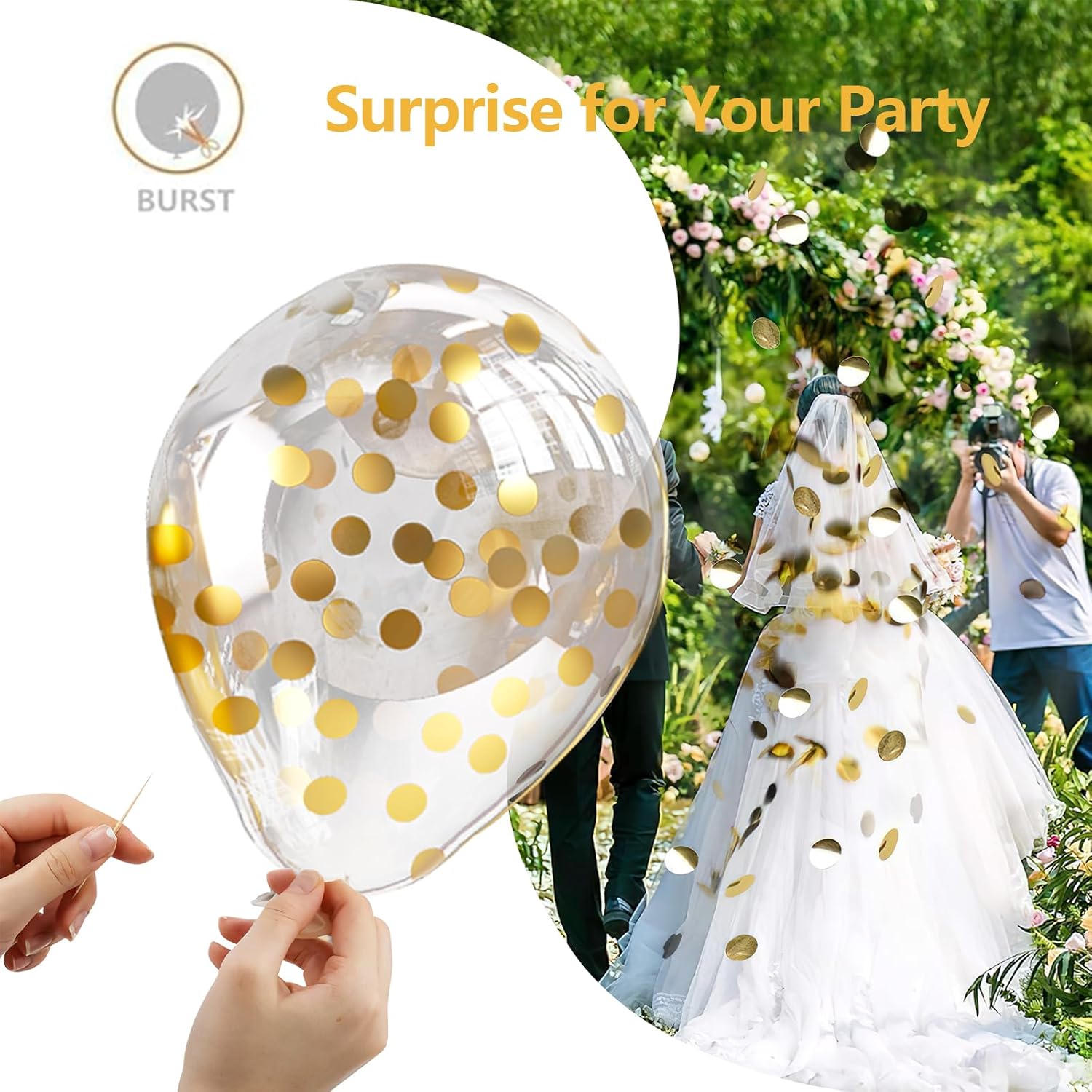 Bezente Black and Gold Confetti Balloons Set 60pcs 12 Inch
