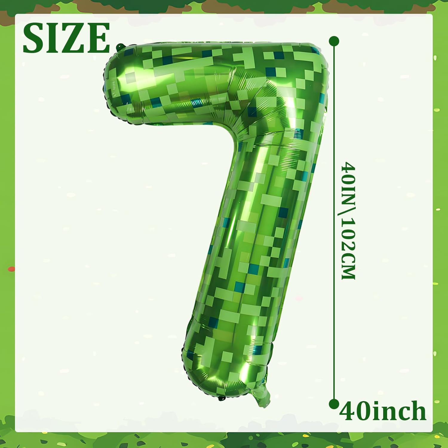 40 Inch Green Pixel Miner Number Foil Balloon