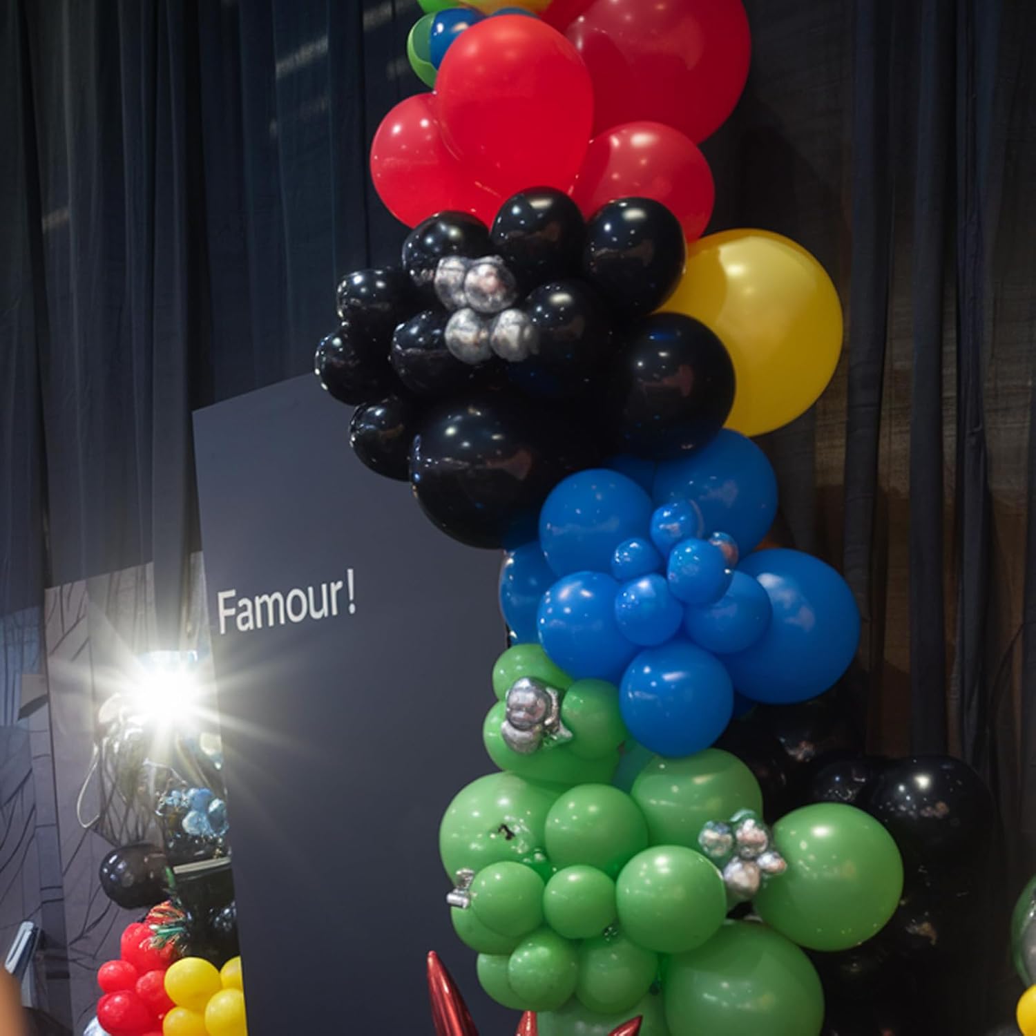 Red Blue Green Black Balloons Set for Party Decorations