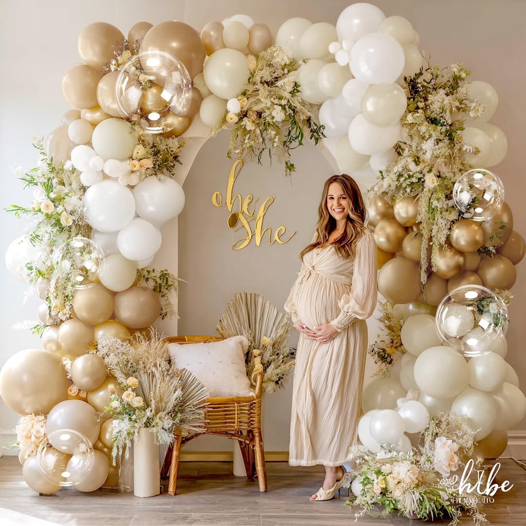 White Sand Gold Balloon Arch Kit for Events