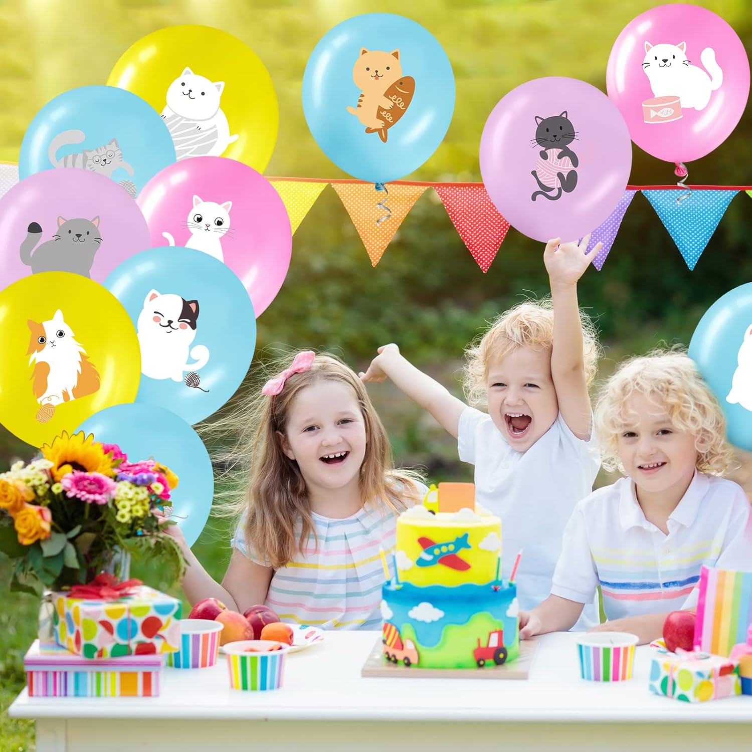 Threan 36 Pcs Cat Theme Latex Balloons Party Decorations