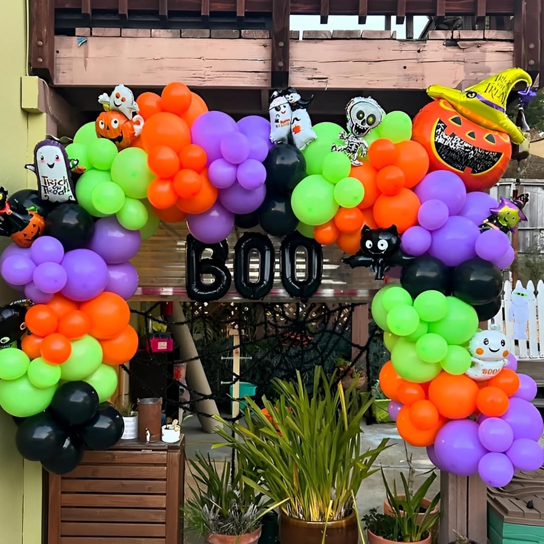 Halloween Balloons Set 50Pcs Black Purple Orange Green 12inch