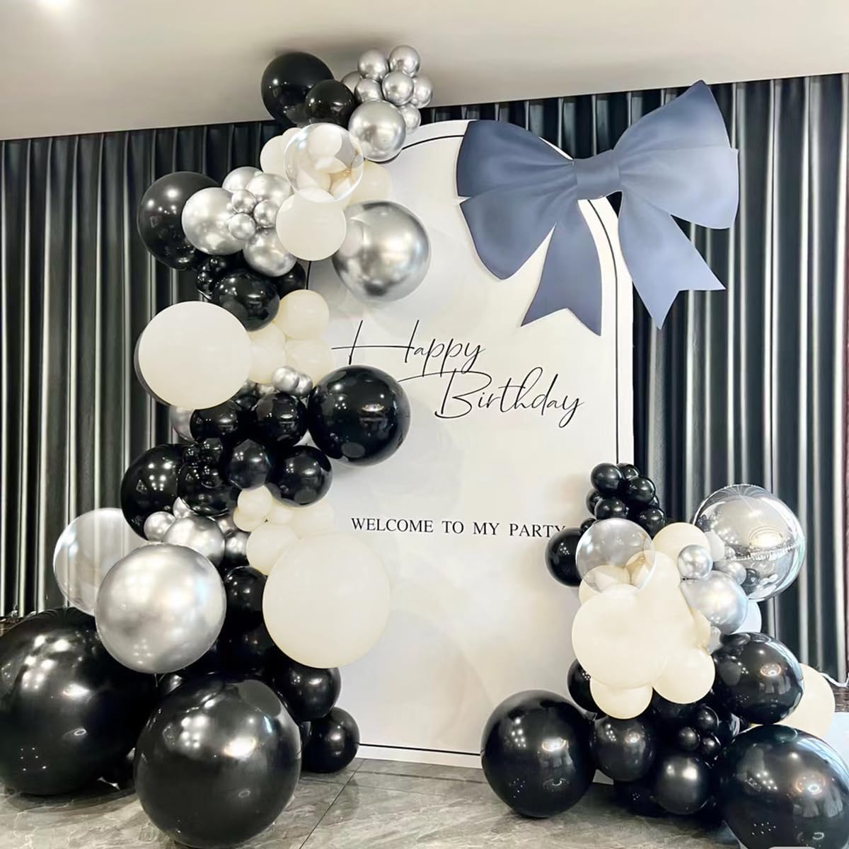 MOXMAY White Sand Black Balloons Arch Kit 151Pcs
