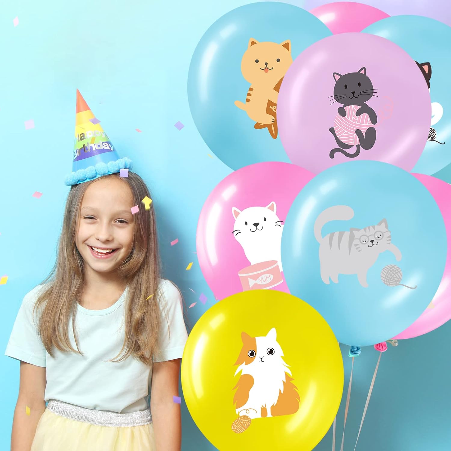 Threan 36 Pcs Cat Theme Latex Balloons Party Decorations