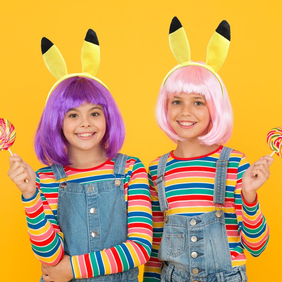 HODRME Yellow Cartoon Ears Headband for Halloween Christmas Party Cosplay Costume