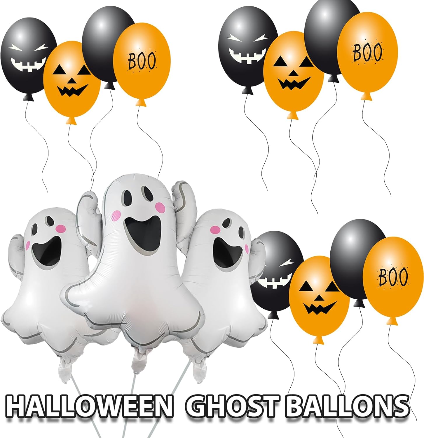 Halloween Ghost Foil Balloons 29 Inch 3 Pack