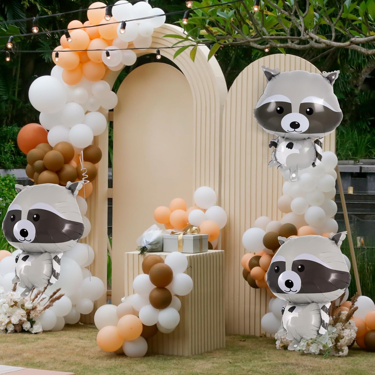 AIQINHU Raccoon Balloons 6 Pcs Foil Animal Decorations