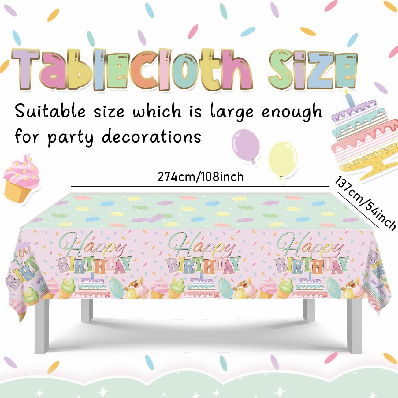 Happy Birthday Decorations Pastel Plates Napkins Tableware Set