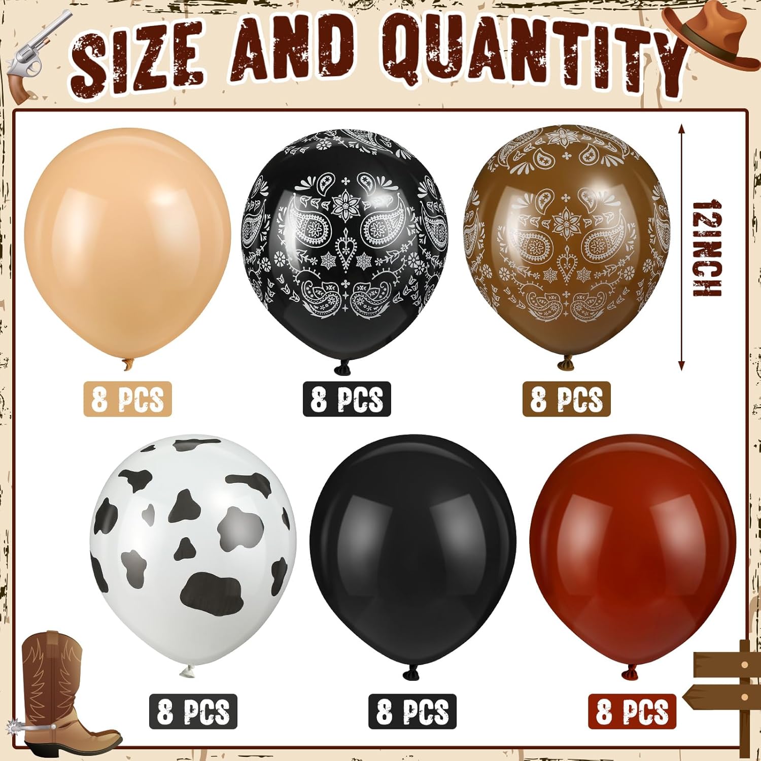 Hungdao 52 Pcs Western Balloons Decor Kit