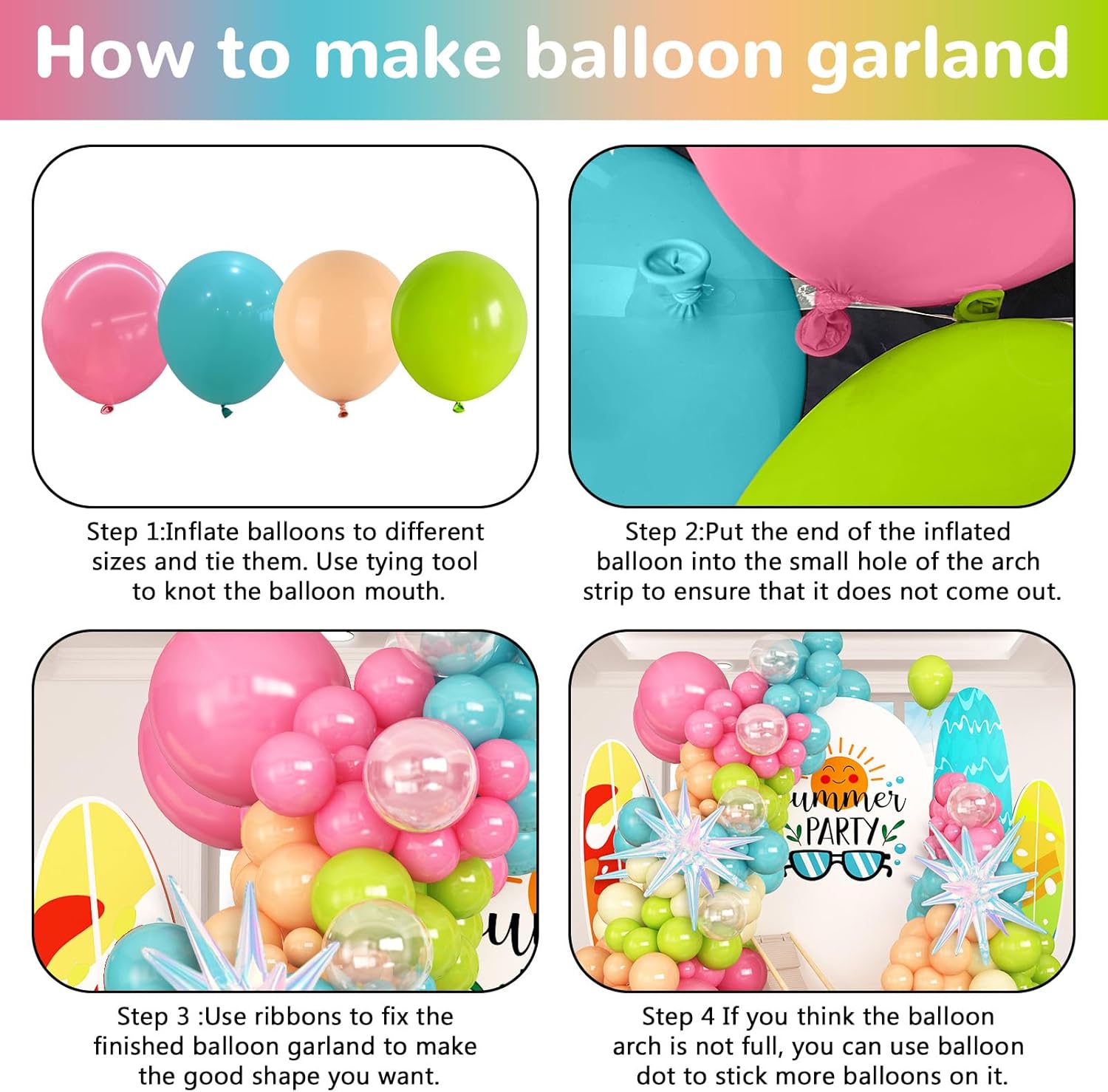 HILAVO Summer Tropical Balloon Garland Kit