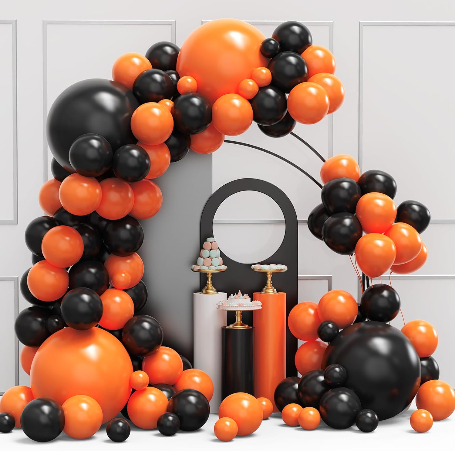 Orange and Black Balloons Arch Garland Kit 134pcs Halloween Decor