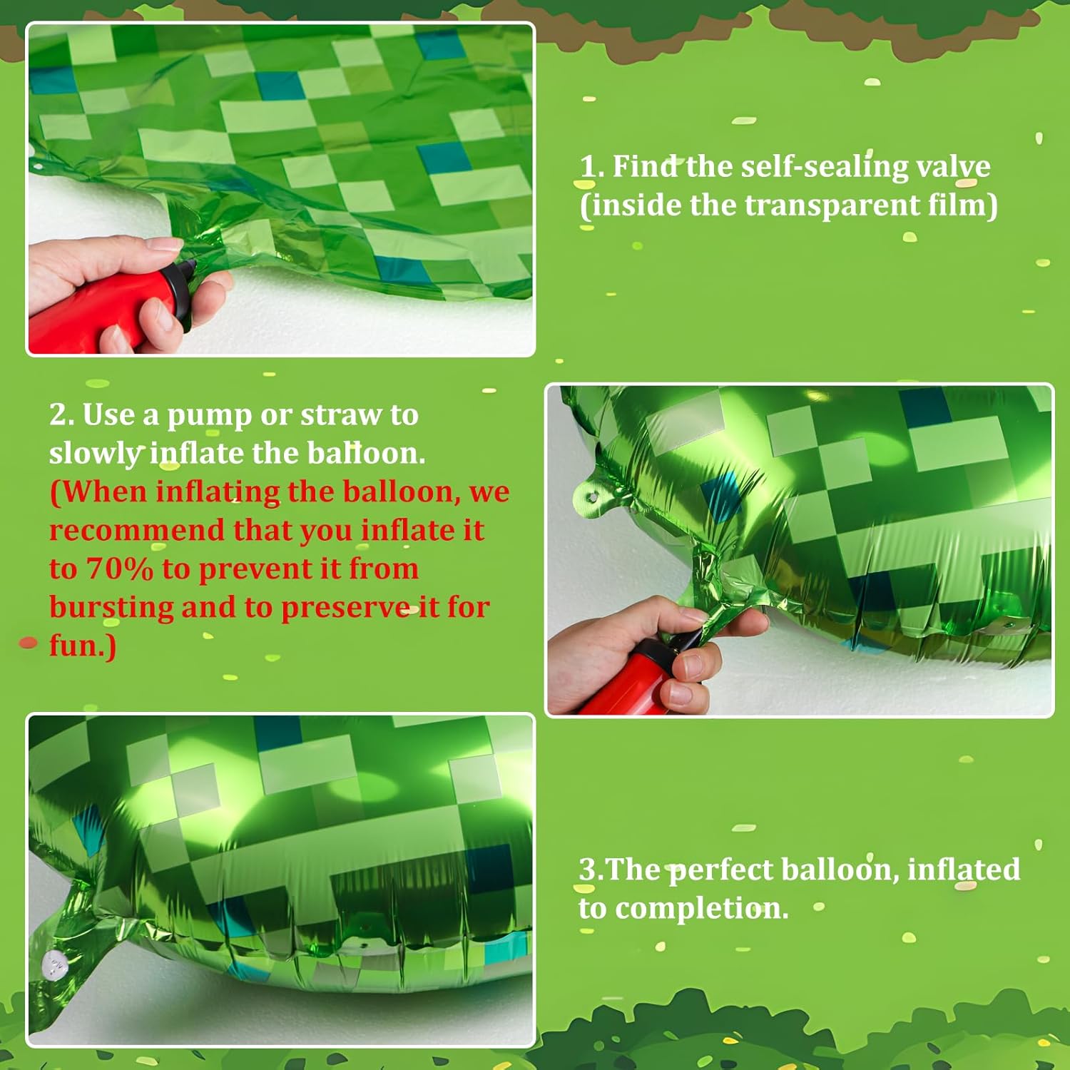 40 Inch Green Pixel Miner Number Foil Balloon