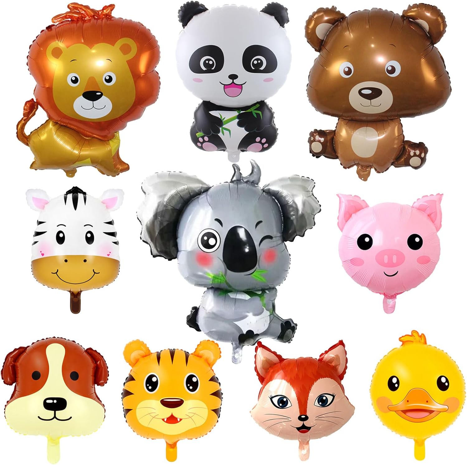 10 Pcs Safari Animal Balloons for Jungle Party Decorations