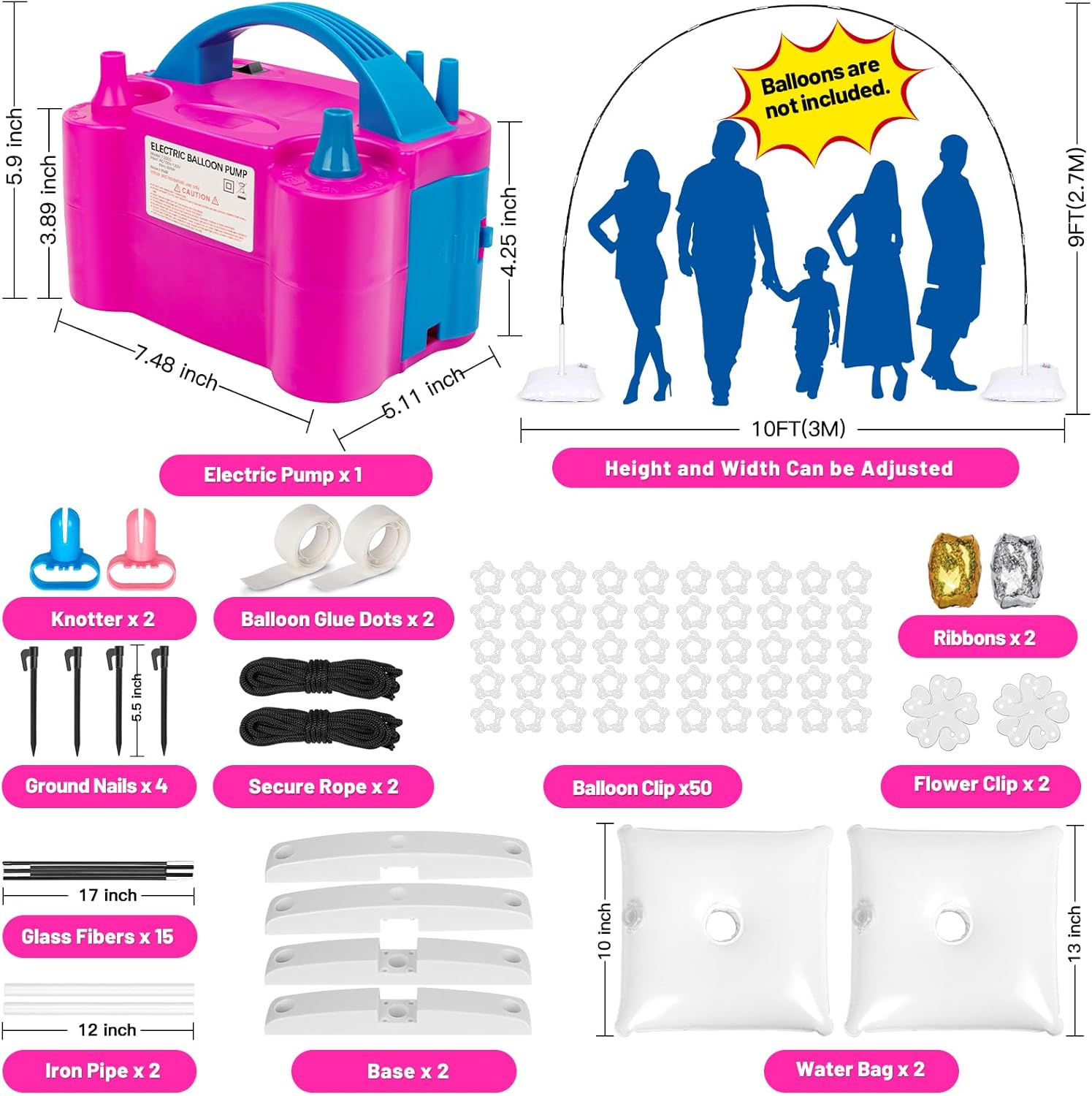 Toosci Balloon Arch Kit and Pump for Parties