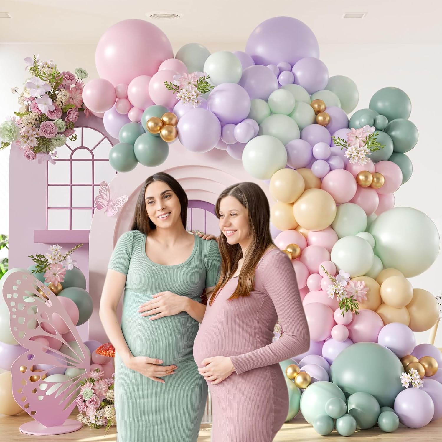 157pcs Pastel Pink Purple Balloon Arch Kit Decorations