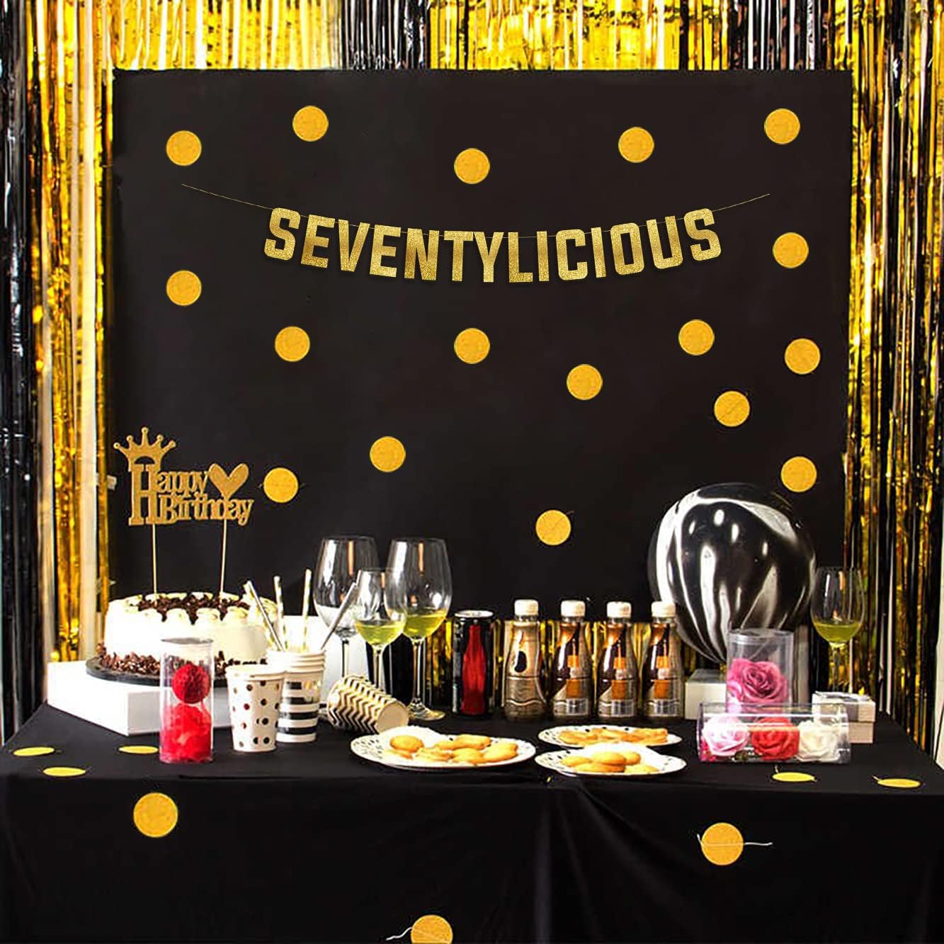 Seventylicious Gold Glitter Birthday Banner