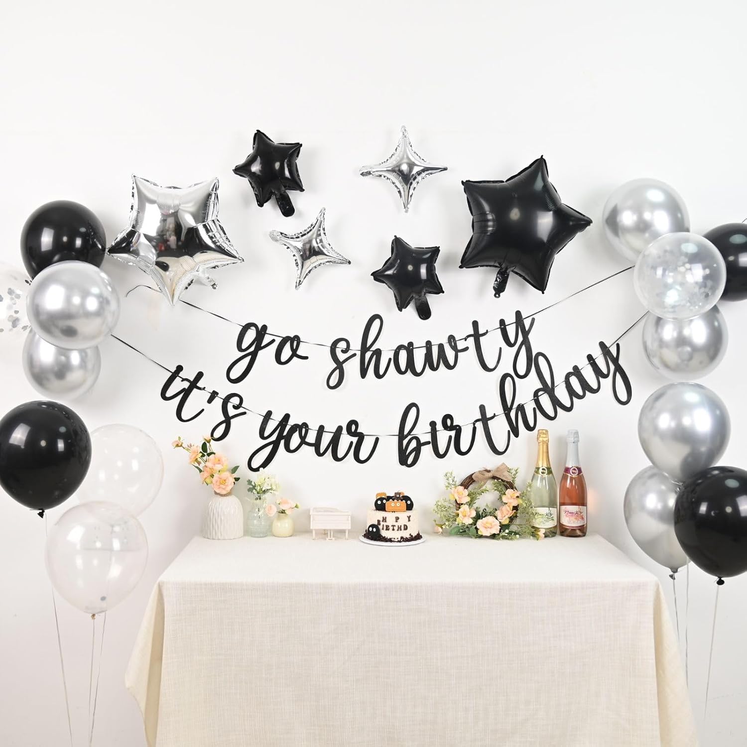 Vibzox Black Go Shawty Birthday Balloons Set