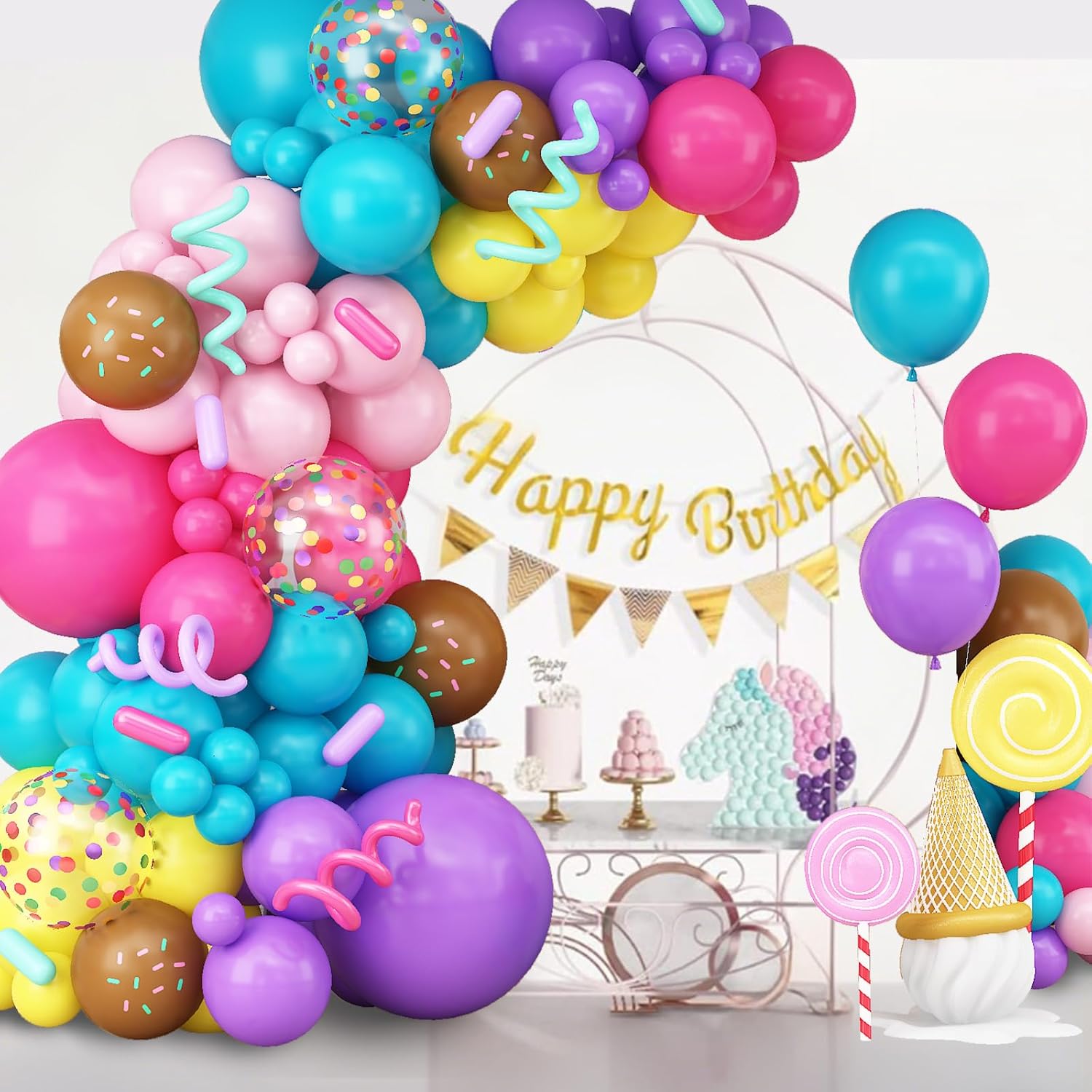 Isndare Rainbow Balloons Arch Kit for Birthday Party Decorations