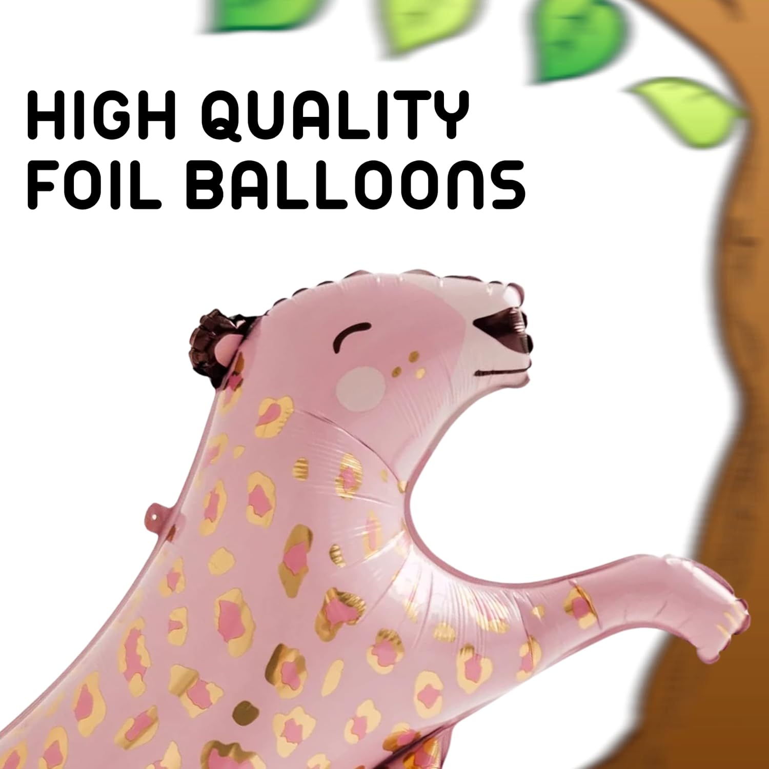 2PCS Pink Leopard Foil Balloons Safari Party Decorations