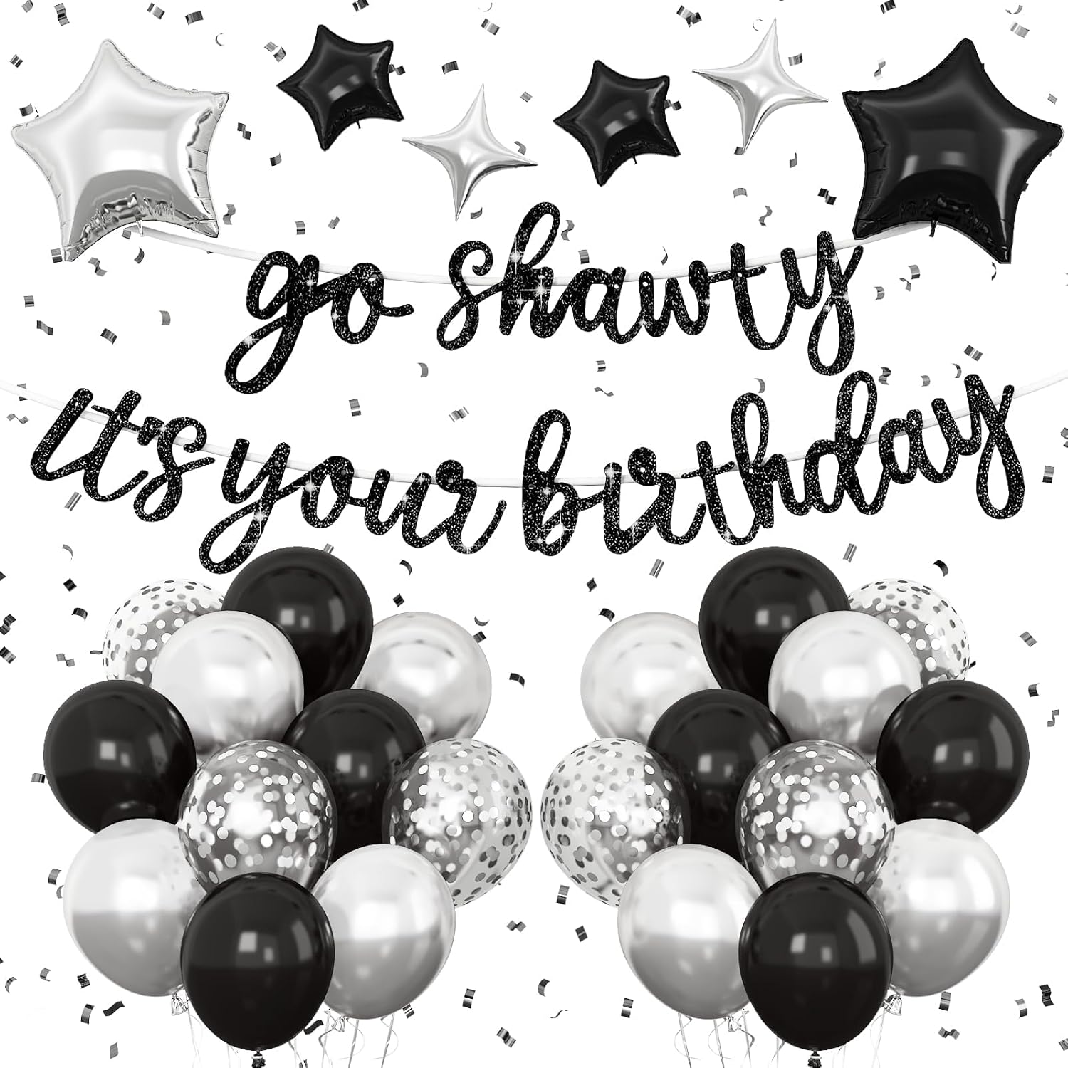 Vibzox Black Go Shawty Birthday Balloons Set