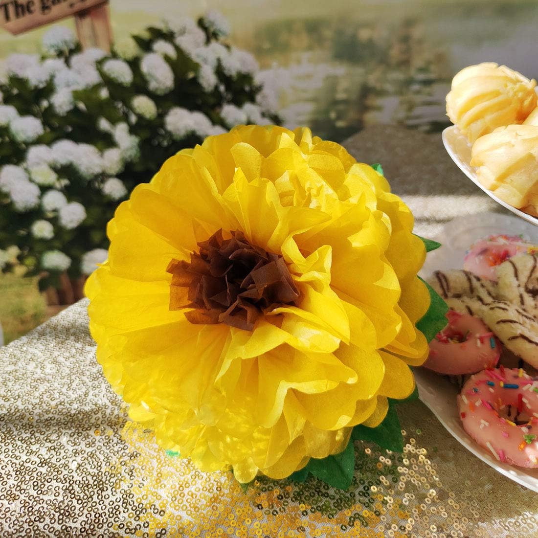 Tissue Paper Sunflowers Wall Decorations Pack of 6