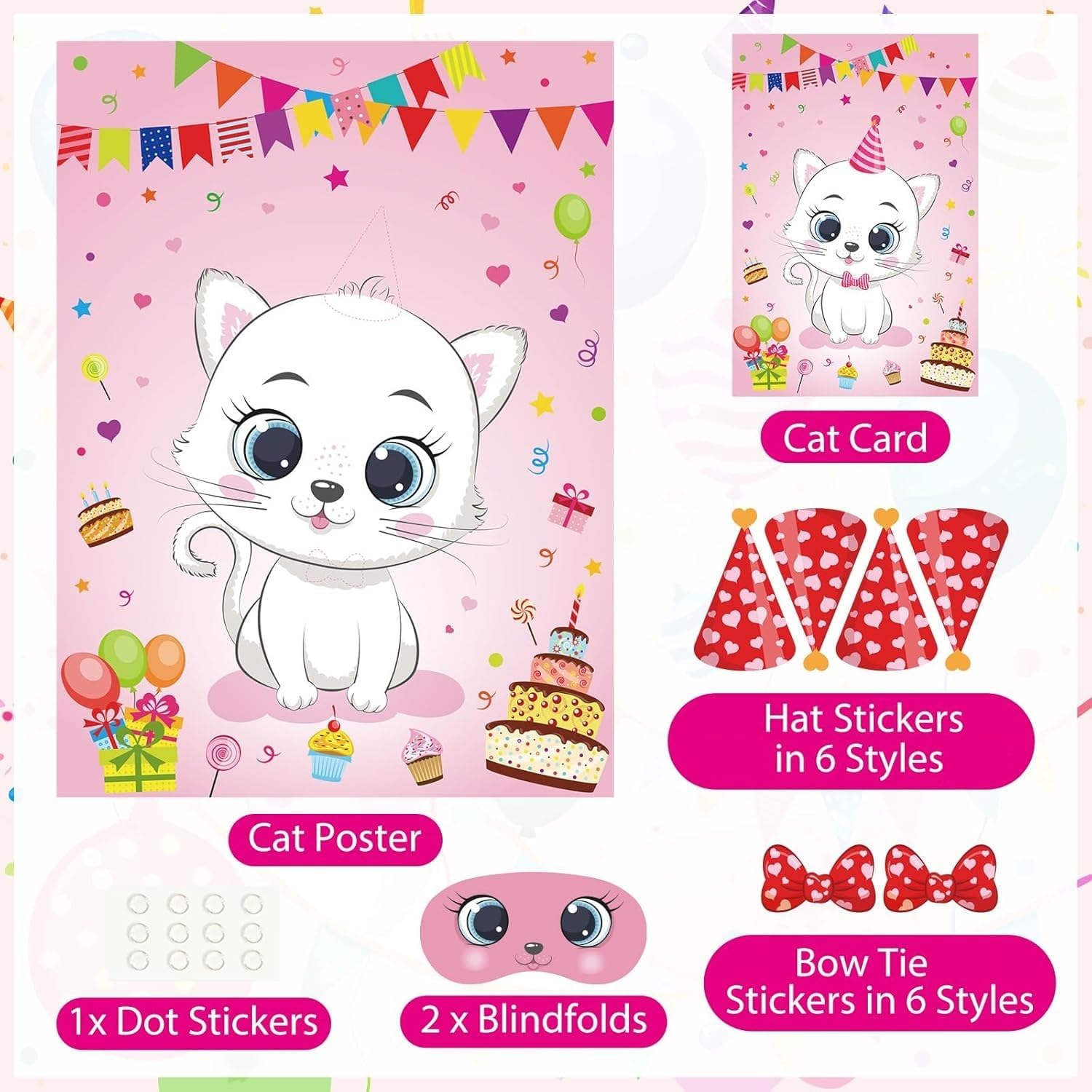 PLULON Cat Party Game Set for Kids and Adults