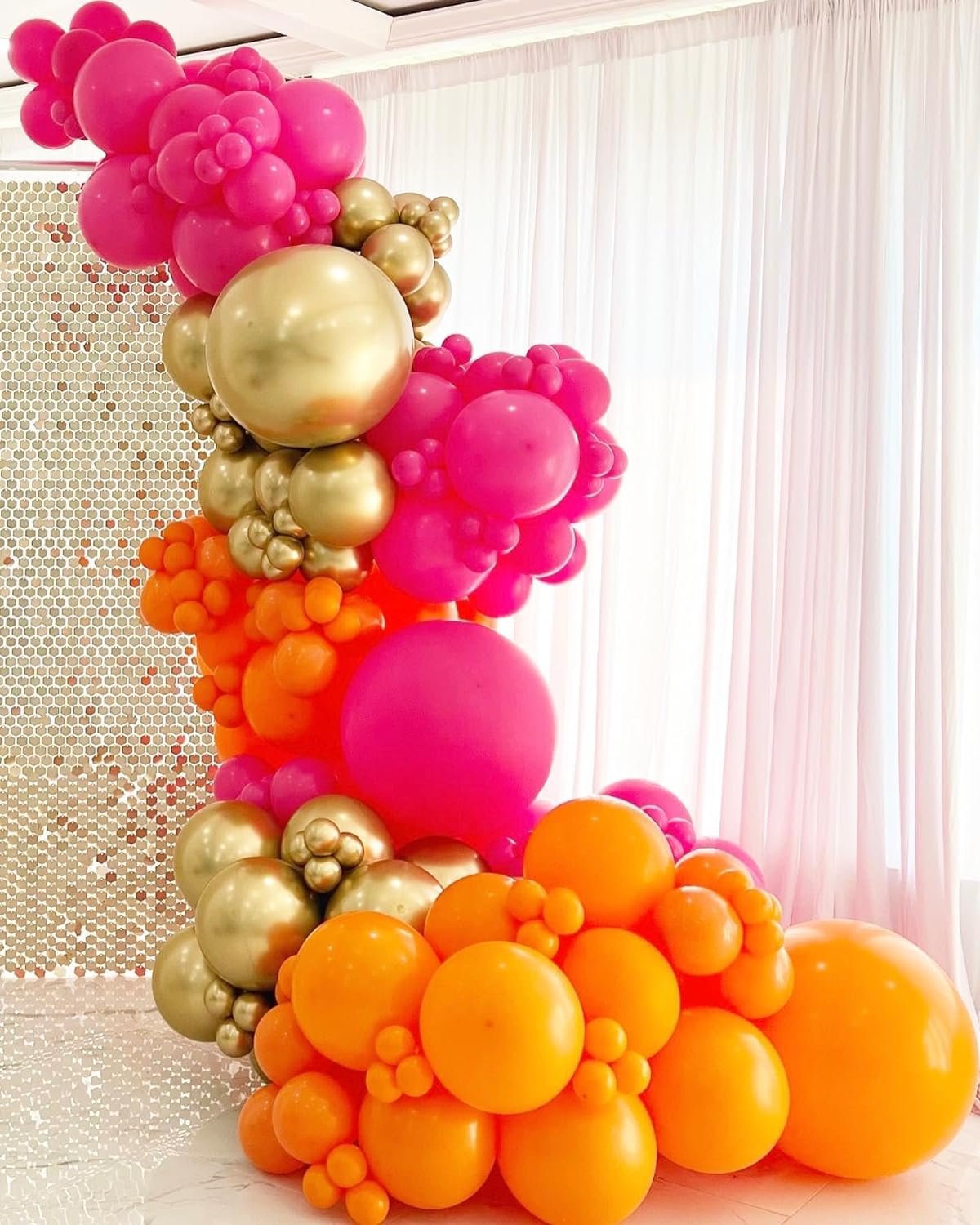 Balloon Garland Kit Burnt Orange Hot Pink Gold Party Decor