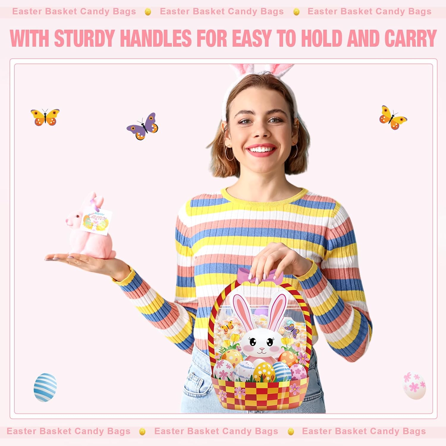 Fuutreo 50 Pcs Easter Gift Bags with Handles