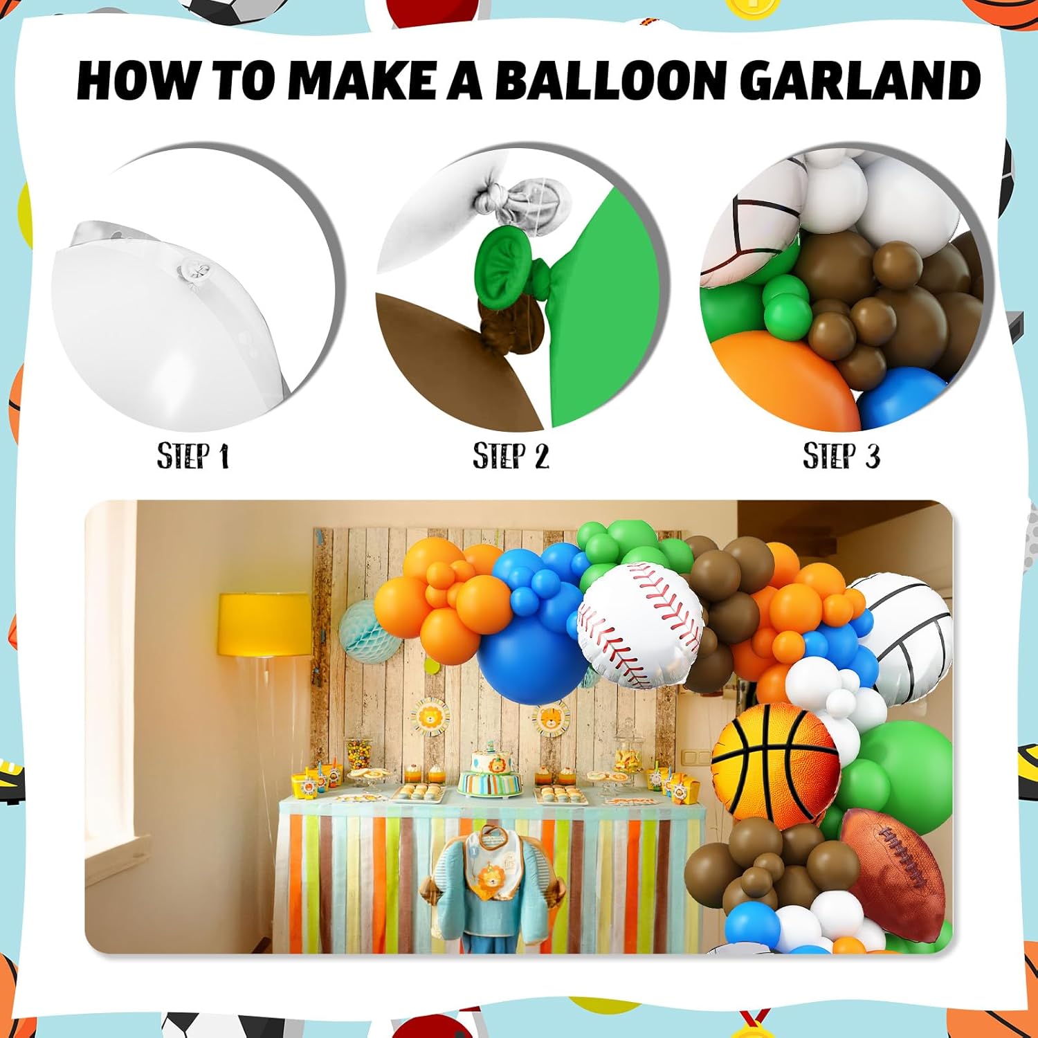 Jobkoo Sports Balloon Garland Kit 115Pcs Party Decorations