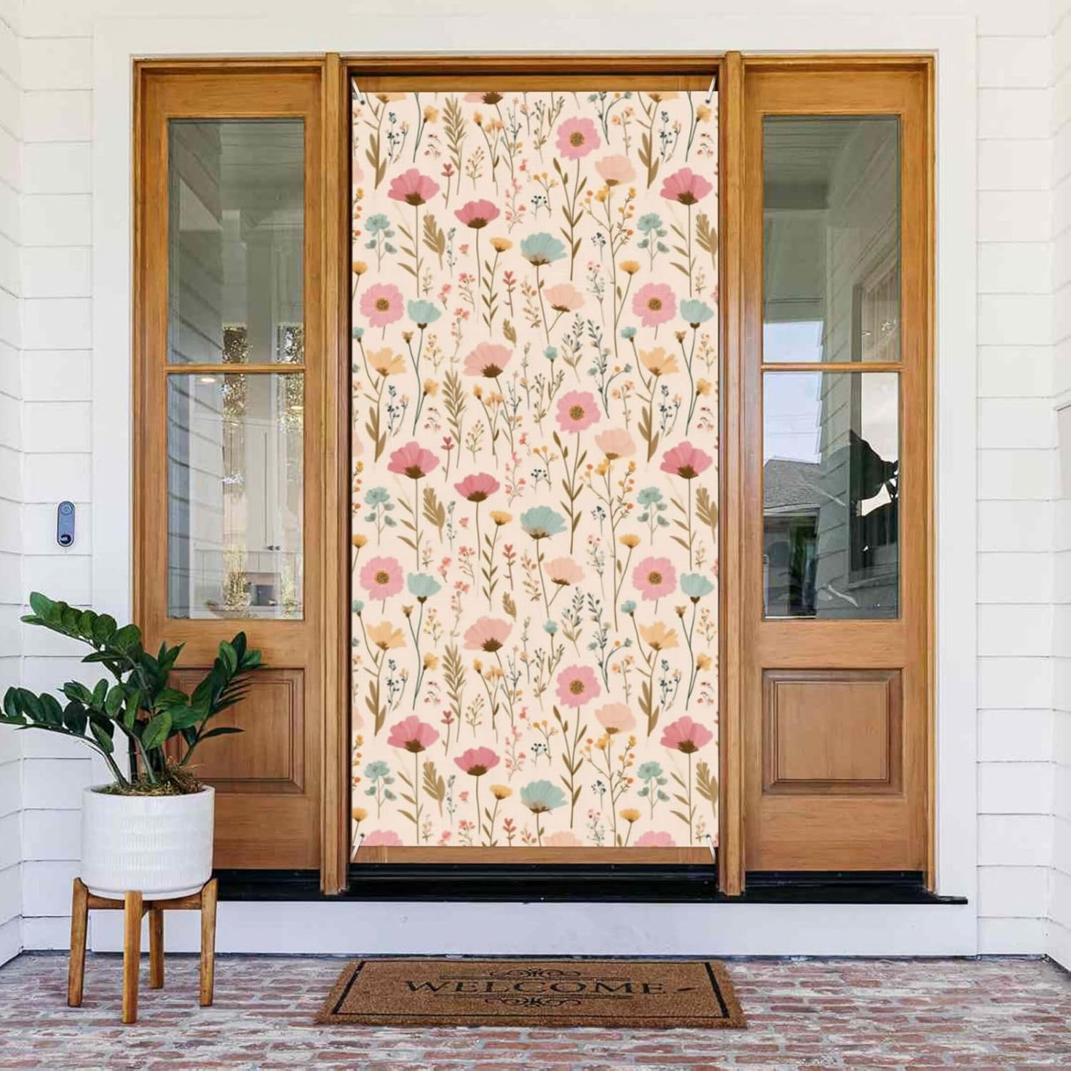 Floral Light Yellow Door Banner Cover Decoration